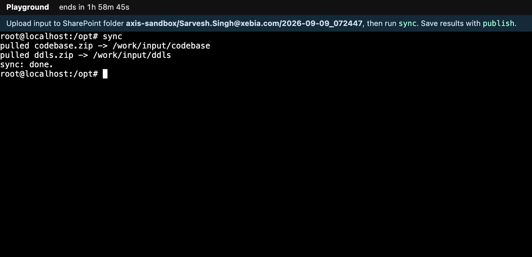 Terminal after sync