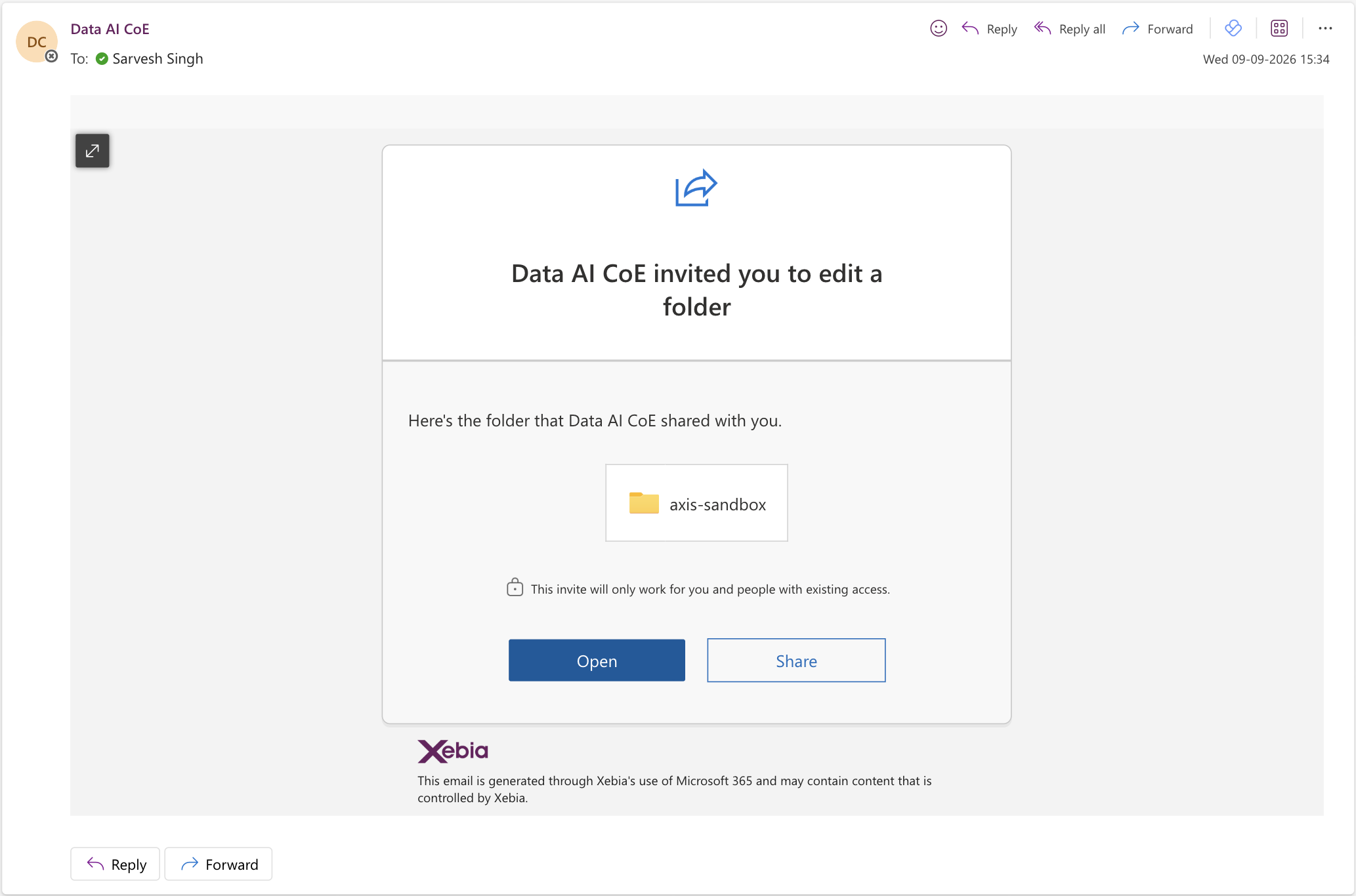 Folder-access email